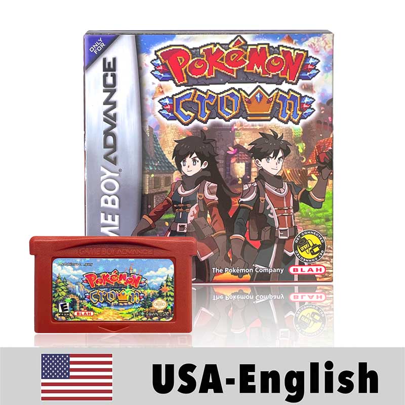 USA Pokemon CROWN cart box with tray For GBA