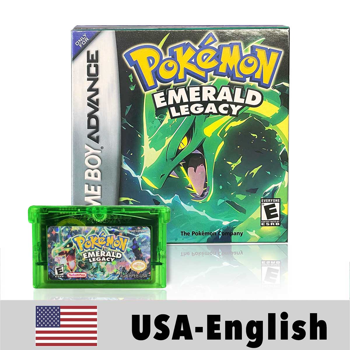 USA Pokemon EMERALD LEGACY v1.1.4 cart box For GBA