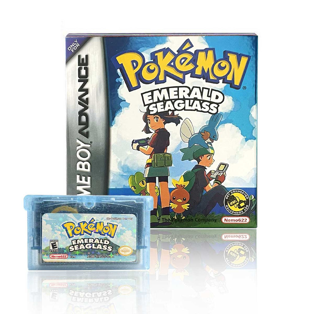 USA Pokemon EMERALD SEAGLASS v3.0 cart box tray For GBA
