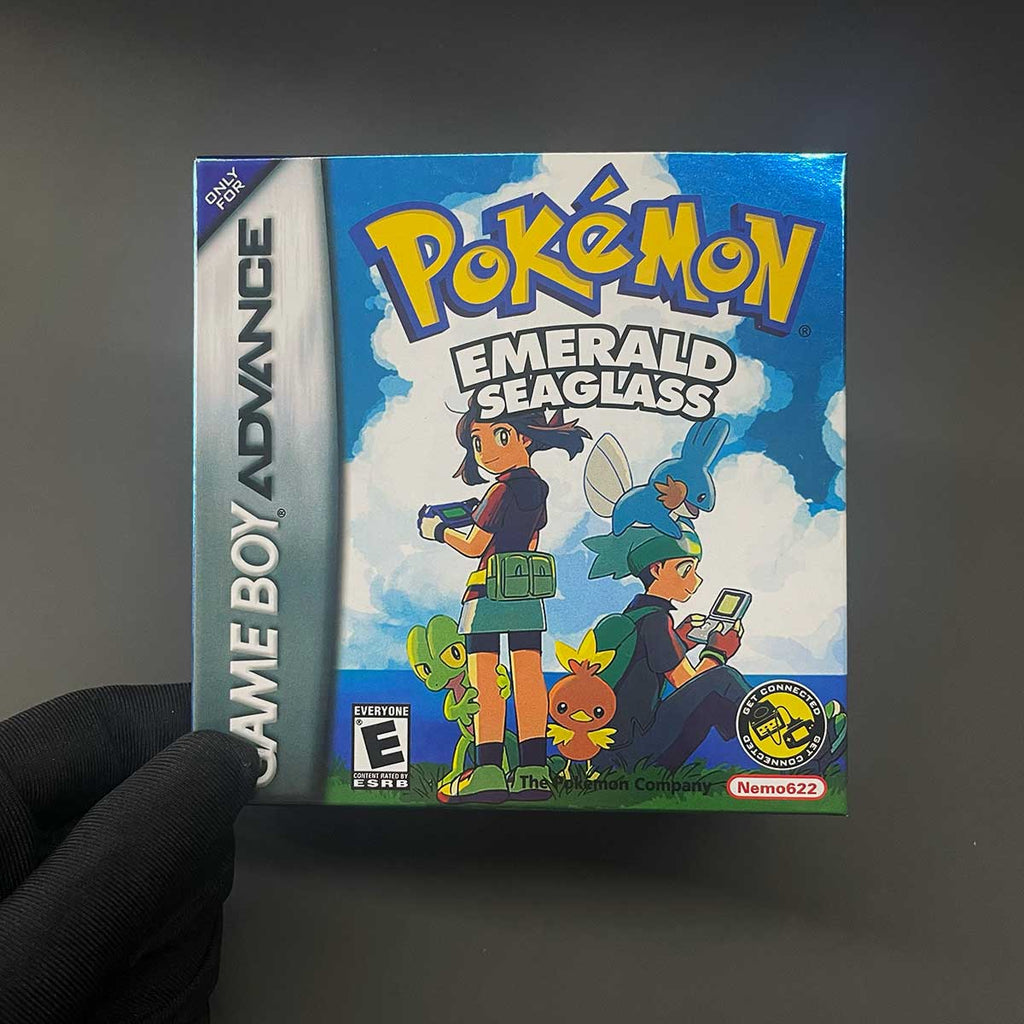 USA Pokemon EMERALD SEAGLASS v3.0 cart box tray For GBA