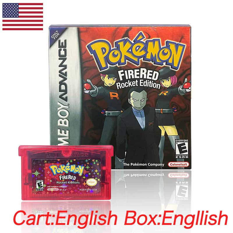 USA ESP Pokemon FIRERED ROCKET v1.0.2 cart box tray For GBA