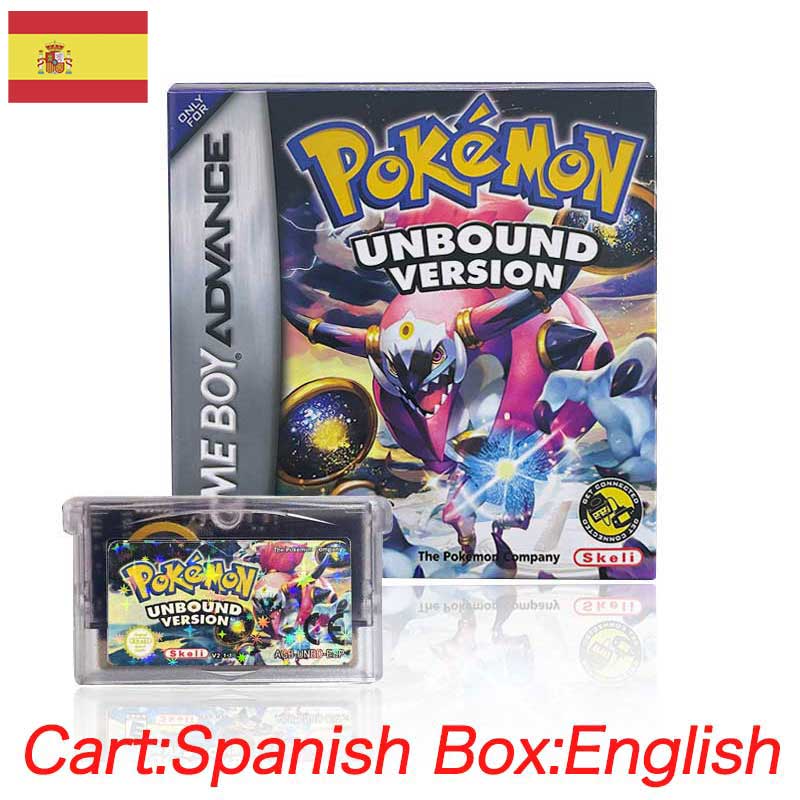 USA ESP Pokemon Unbound v2.1.1 cart box For GBA