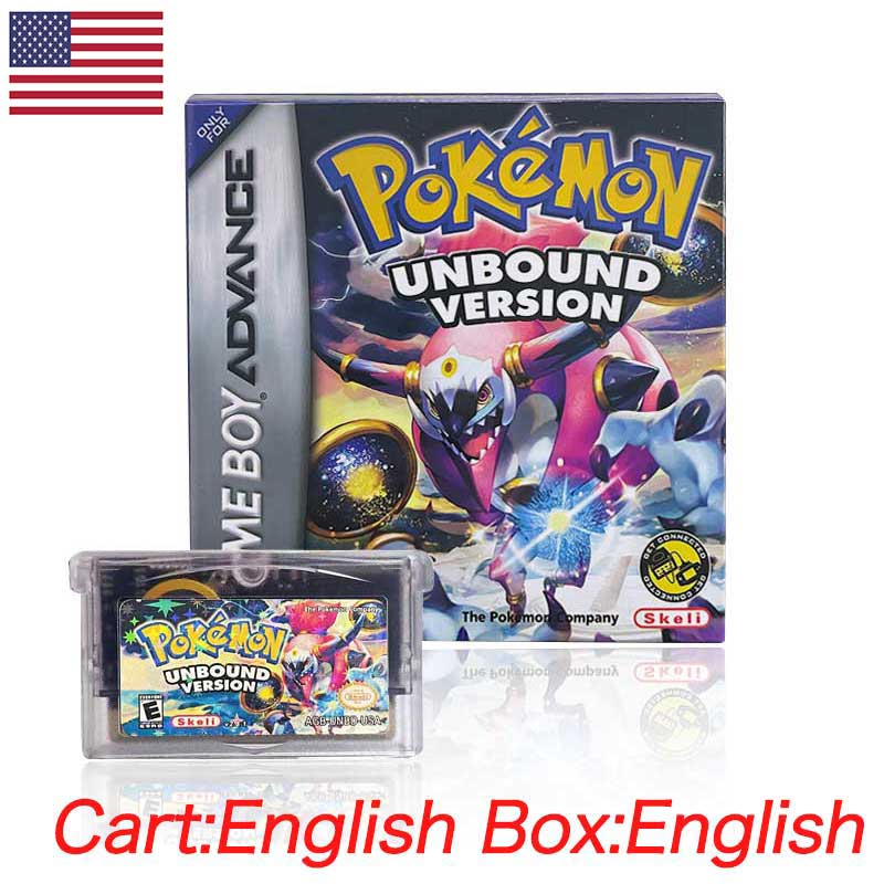 USA ESP Pokemon Unbound v2.1.1 cart box For GBA