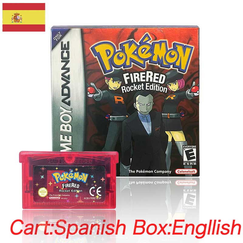 USA ESP Pokemon FIRERED ROCKET v1.0.2 cart box tray For GBA