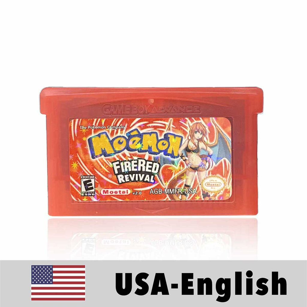 USA Pokemon MOEMON FIRERED v2.0 For GBA